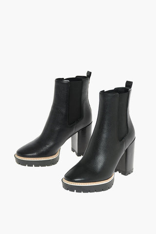 10cm Textured Leather MILLER Chelsea Ankle Boots