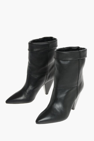 10cm Leather LUIDO Booties with Cone heel