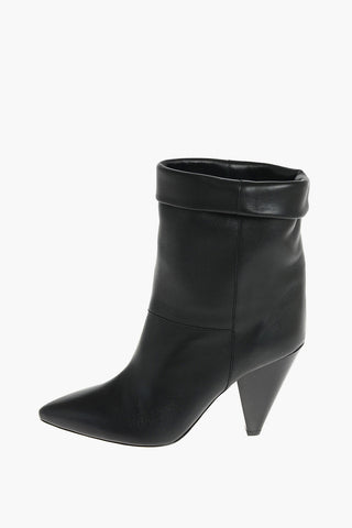 10cm Leather LUIDO Booties with Cone heel