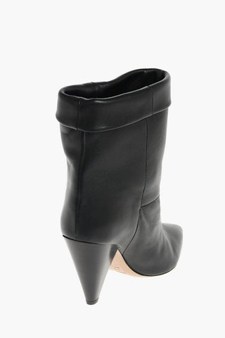10cm Leather LUIDO Booties with Cone heel