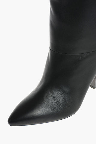 10cm Leather LUIDO Booties with Cone heel