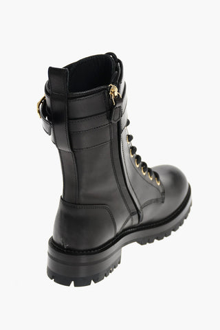 Leather Safety Pin Combat Boots