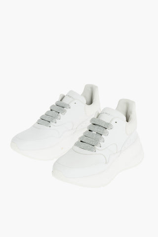 Leather OVERSIZED RUNNER Sneakers with Glittered Detail
