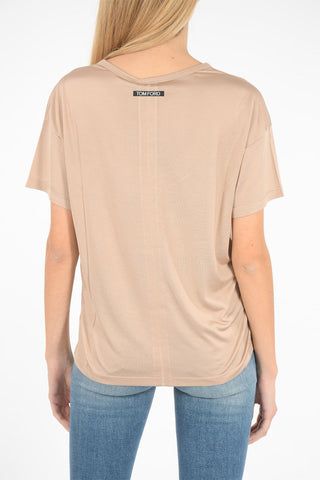 t-shirt girocollo in seta