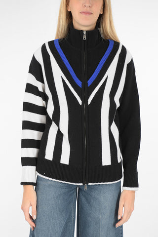 virgin wool half zip mock-neck sweater