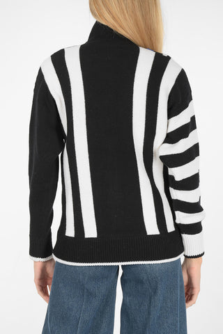 virgin wool half zip mock-neck sweater