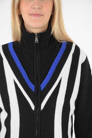 virgin wool half zip mock-neck sweater