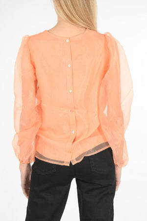 Bluse aus Organza MIA mit koreanischem Kragen