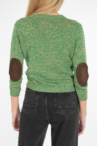 cashmere crew-neck sweater with leather details