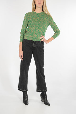 cashmere crew-neck sweater with leather details