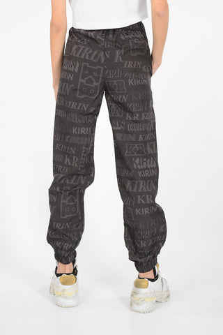 printed drawstring waist basic trak pants