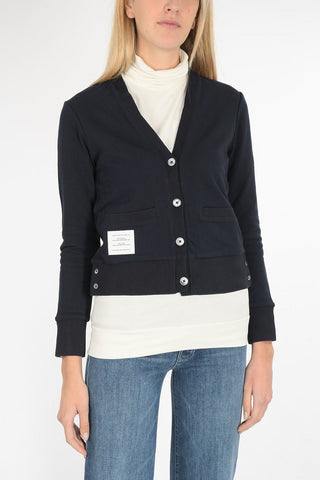 cardigan scollo a v in cotone piquè