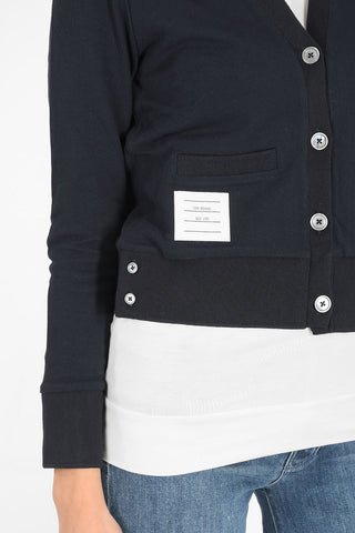cardigan scollo a v in cotone piquè