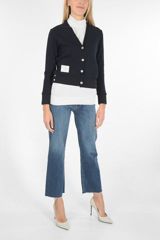 cardigan scollo a v in cotone piquè