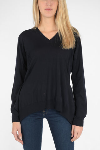 virgin wool asymmetric V-neck sweater