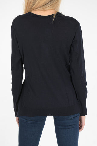 virgin wool asymmetric V-neck sweater