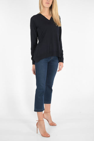 virgin wool asymmetric V-neck sweater