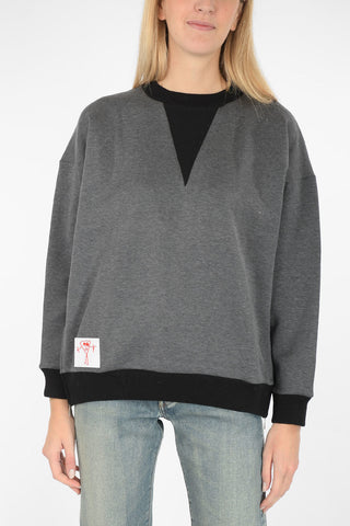 crew-neck sweatshirt with side zip