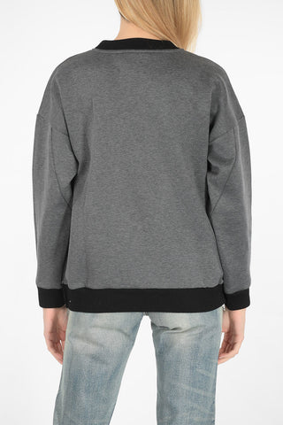 crew-neck sweatshirt with side zip