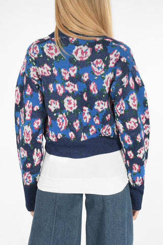 lurex embroidered V-neck cardigan