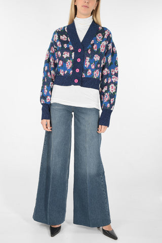 lurex embroidered V-neck cardigan