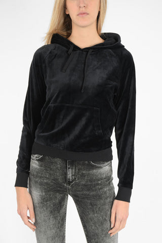 velvet hoodie sweatshirt with rhinestone embellished detail