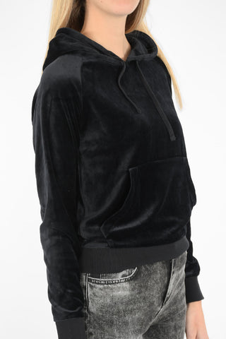 velvet hoodie sweatshirt with rhinestone embellished detail