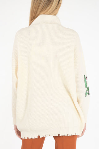 turtle neck embroidered sweater