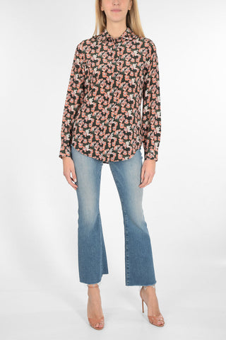 camicia stampa floreale in seta
