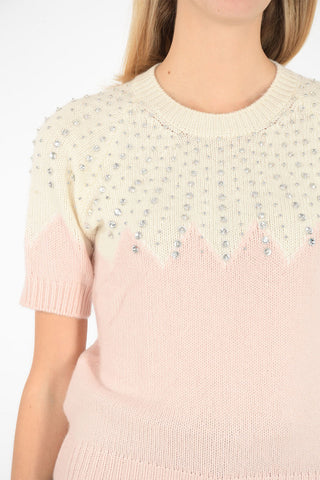cashmere and rhinestone embellished sweater