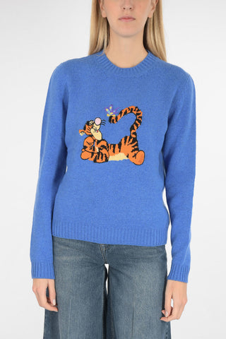 DISNEY tigro embroidered crew-neck sweater