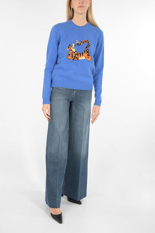 DISNEY tigro embroidered crew-neck sweater