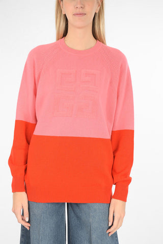 cashmere two tone crew-neck sweater