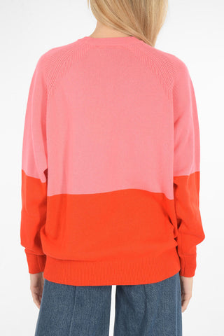 cashmere two tone crew-neck sweater