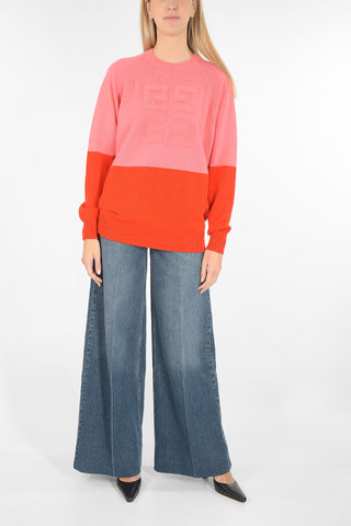cashmere two tone crew-neck sweater