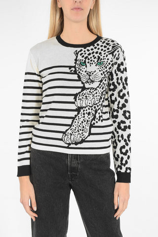 maglia girocollo con ricamo tigre