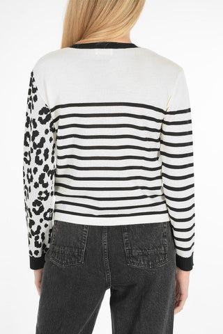 maglia girocollo con ricamo tigre