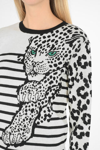 maglia girocollo con ricamo tigre