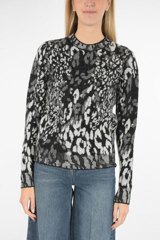 cheetah-print crew-neck sweater