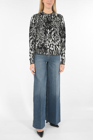 cheetah-print crew-neck sweater