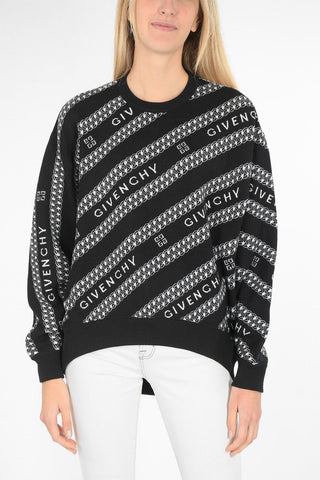 wool all-over logo embroidered crew-neck sweater