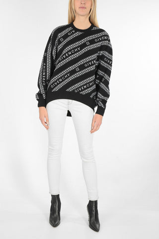 wool all-over logo embroidered crew-neck sweater