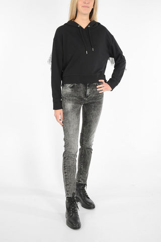cropped sweatshirt with hood
