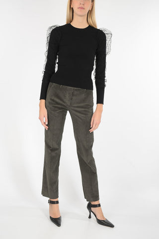 crew-neck sweater with tulle point d'esprit detail