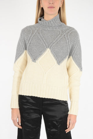 two-tone sequined turtle-neck sweater