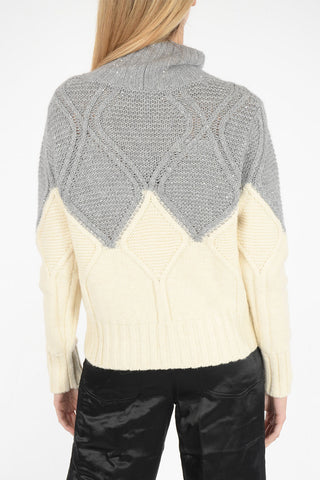 two-tone sequined turtle-neck sweater