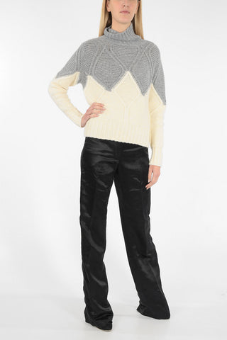 two-tone sequined turtle-neck sweater