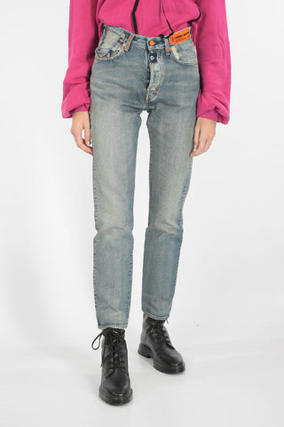 HERON PRESTON jeans slim fit 501 stone washed a vita regolare