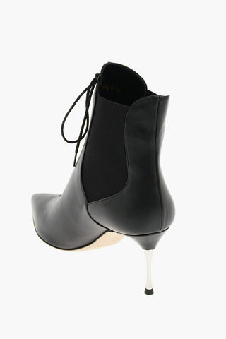8cm Leather GODIVA Lace up Booties
