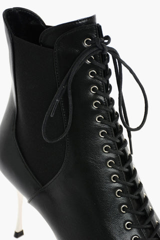 8cm Leather GODIVA Lace up Booties